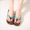 Women's Japanese Style Non-slip Wooden Flip Flops, Paulownia Flat Bottom Toe Post Sandals, Wear-resistant Clogs with Medium To High Sole.