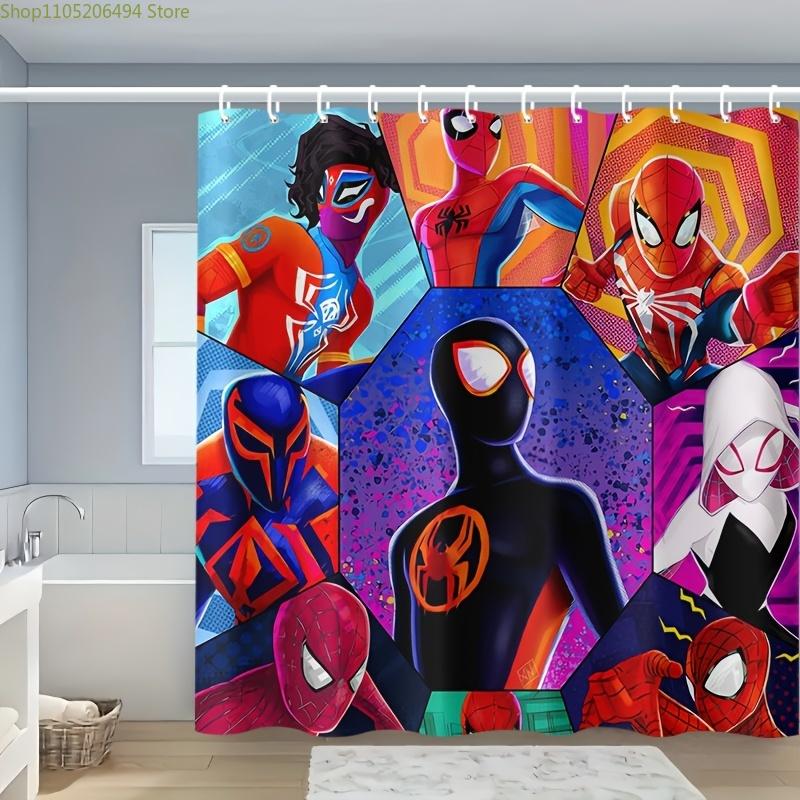 

1pc Spider-Man Shower Curtain with 12 Hooks - Vibrant Cartoon Design, Polyester, Perfect for Home, Hotel, and Bathroom Decor, 90x180cm