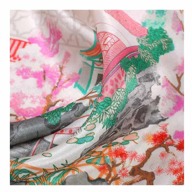 68*68cm 100% Mulberry Silk Scarf Luxury Printed Square Shawl Elegant Lightweight Soft Summer Fashion Accessory Women