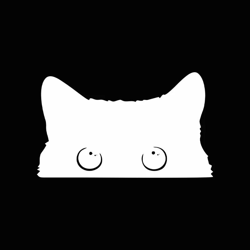15*9CM cute Car Sticker Accessories Poor Cat Is Stealing with Big Eyes Watch Vinyl Car Styling Cover Waterproof Car Accessories