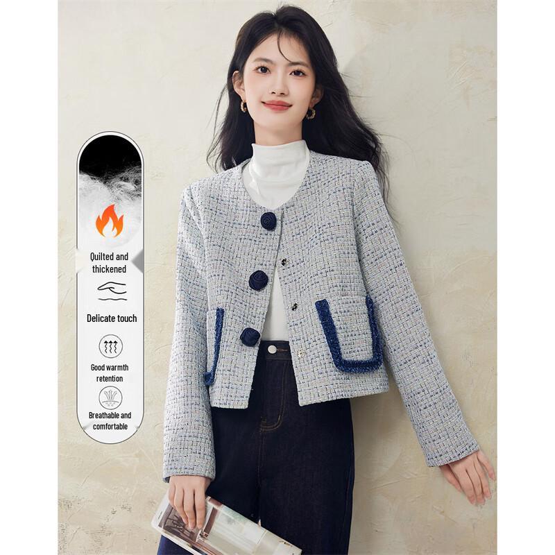 

Elegant Blue Tweed Short Jacket L