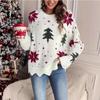 Women's Winter New Snowflake Christmas Tree Print Loose Casual Round Neck Knitted Sweater for Women