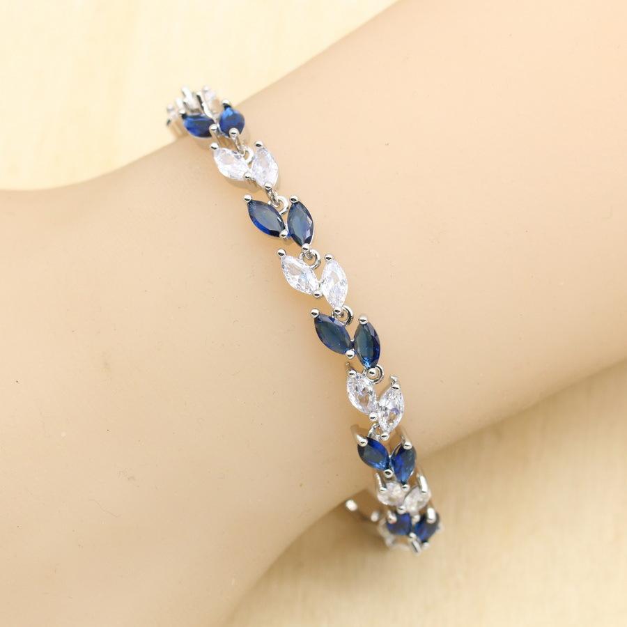 

Модные аксессуары из Южной Кореи, изысканный сверкающий браслет из платиновых листьев с бриллиантами класса ААА и цирконием