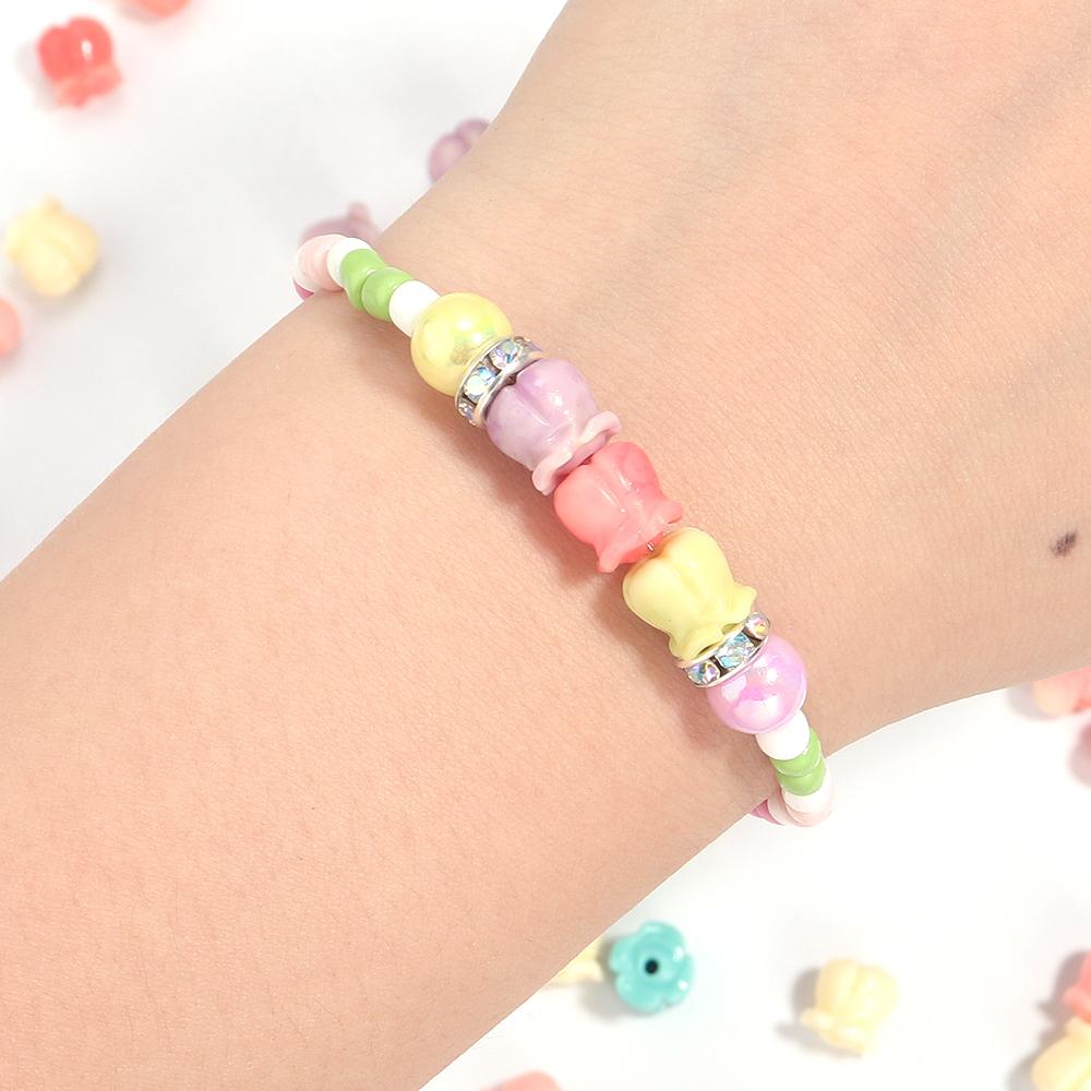 20pcs/lot Colorful Flower Beads 8x8mm Imitation Coral Bell Orchid Beads For Jewelry Making DIY Bracelets Phone Chain Accessories