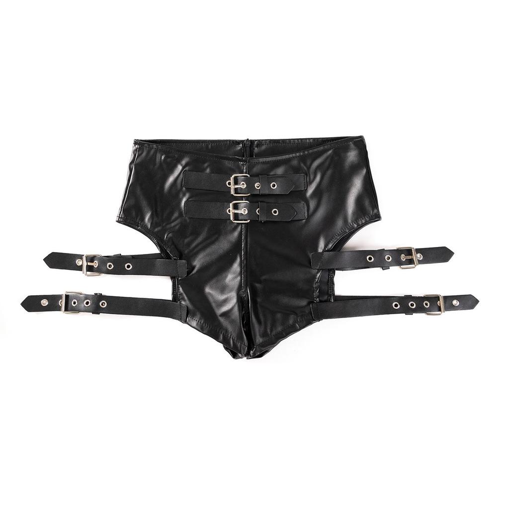 864# Patent Leather Stretch Shorts - Sexy Nightclub Go-Go Performance Costume