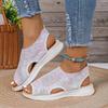 Mode Damen Sommer Stretch Mesh Sandalen Fischform Dicke Sohle Offene Zehen Keilsandalen Damen Leichte Freizeitschuhe Zapatillas Muje