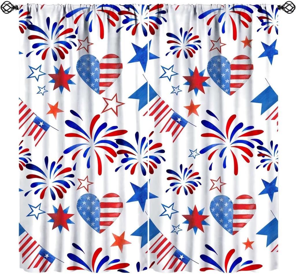 Farmhouse American Flag Curtains Boys Army Green Camo Vintage Stripe Us Print Window Kitchen Bedroom Curtain Polyester Ideal For Sleeping Area