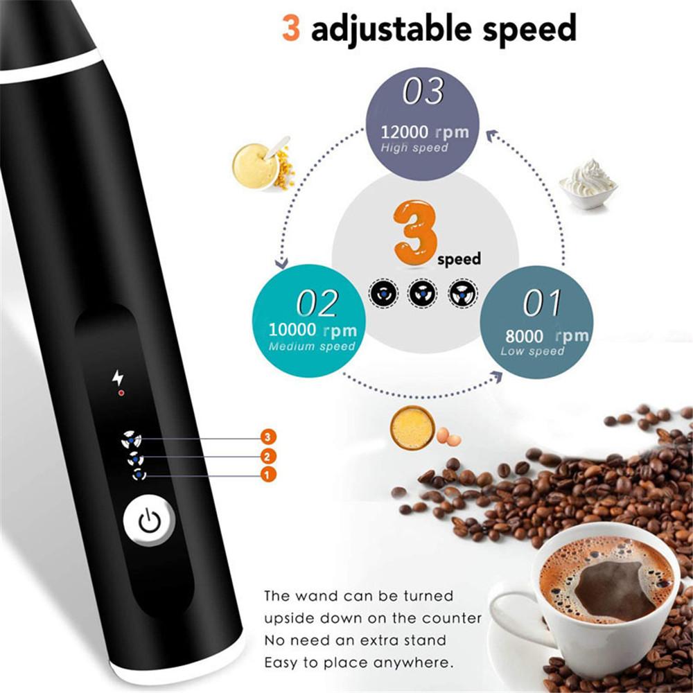 Electric Coffee Milk Frother Whisk Egg Beater USB Rechargeable Handle Mixer