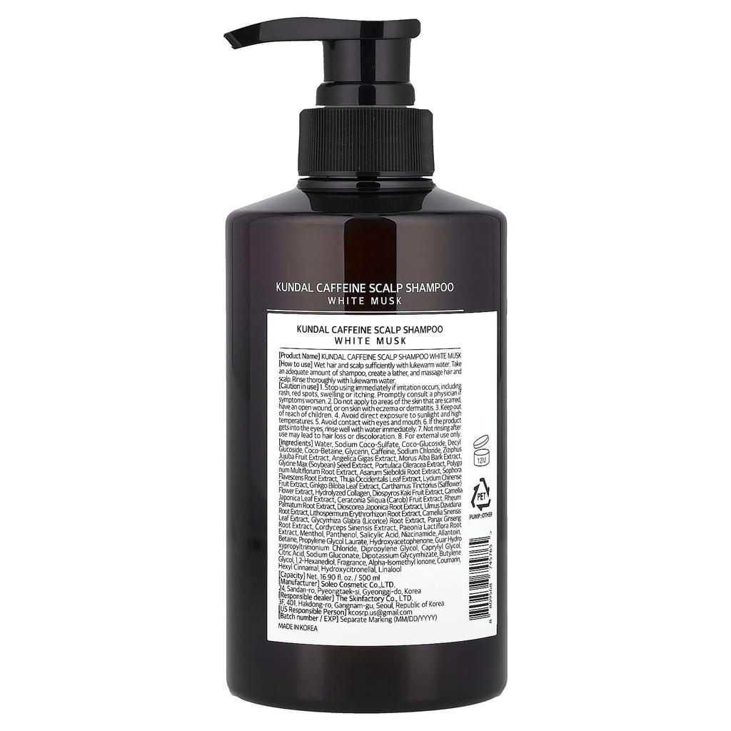 Natural Caffeine Hair Care+ Shampoo, All Hair Types, White Musk, 500Ml (16.9Fl Oz)