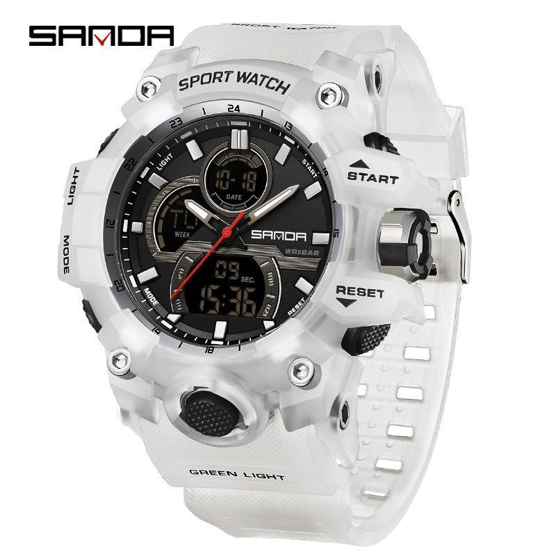 SANDA Multifunctional Military Watch for Men Dual Display Digital Waterproof Luminous Mens Wristwatches Quartz Clock Sport Watches