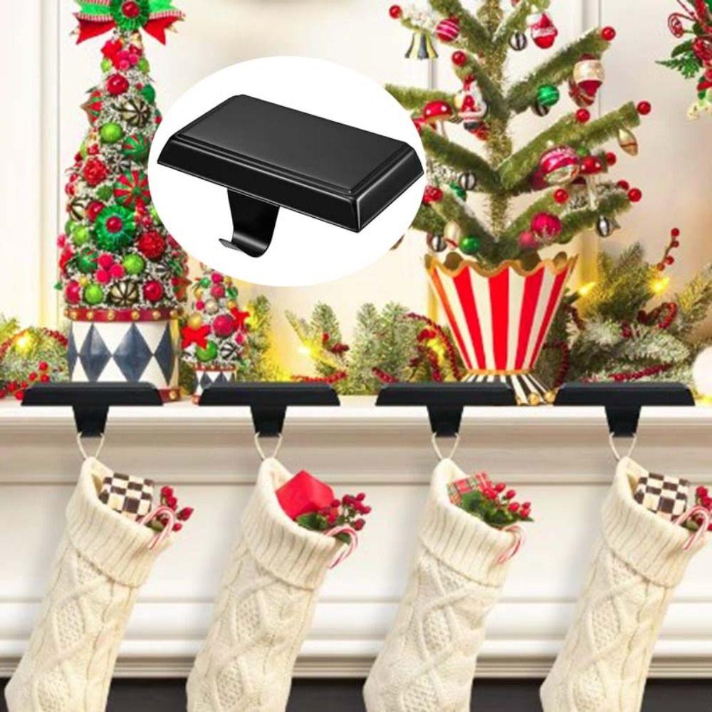 2pcs Large Size Christmas Stocking Hanger Non-Slip Fireplace Hook Christmas Stocking Holder  Table