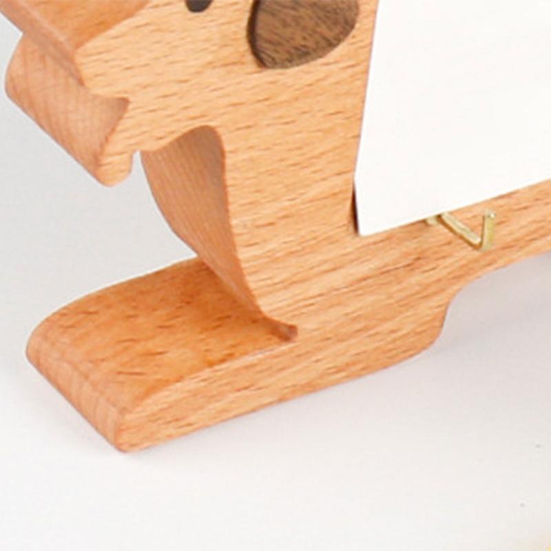 Elegant Solid Wood Card Stand With Handcraft Animal Designs Name Card Rack For Professional Men Business Card Stand