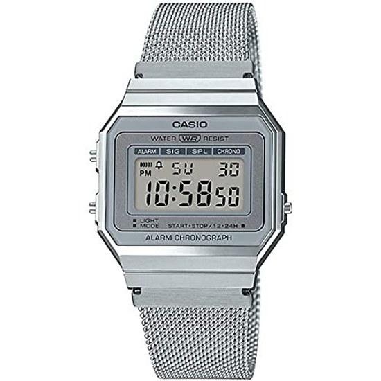 CASIO Digital Wristwatch Vintage Series A700WM-7A Metal Mesh Band Mens Womens Silver Overseas Model