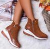 Women Boots Fashion Winter Ankle Waterproof Boots Round Toe Wedges Snow Warm Women'S Sneakers Work Non-Slip Female Shoes C526