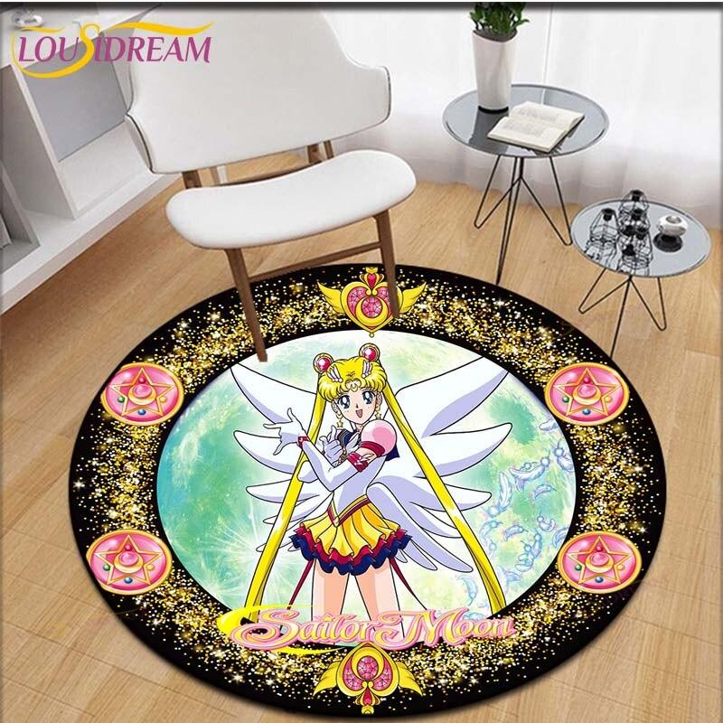 Covor cu imprimeu Anime Sailor Moon Covor de zonă Covor rotund pentru camera de zi Covoraș de flanel Covoraș anti-alunecare pentru copii