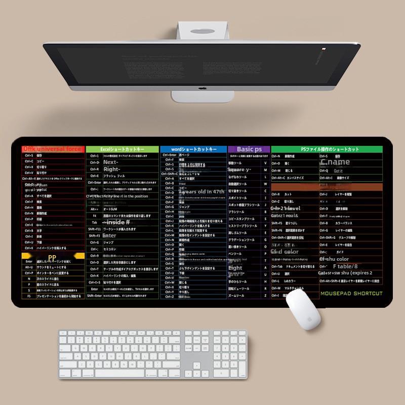 Mehrsprachiges Shortcut Mauspad - Englisch/Japanisch/Thailändisch/Vietnamesisch - Extra Groß & Dicke Schreibtischunterlage