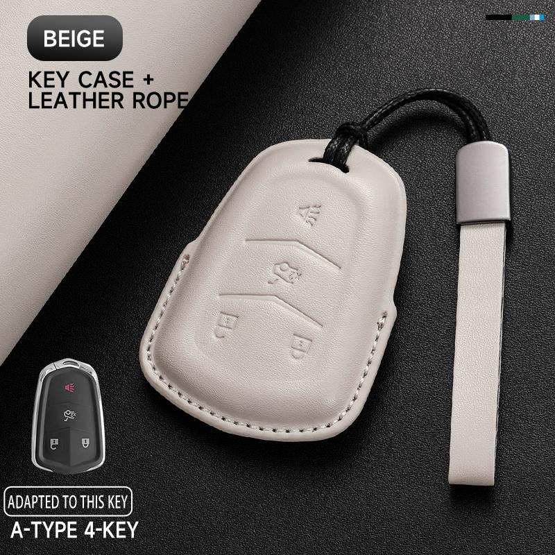 Genuine Leather Car Key Case Cover Key Bag For Cadillac GMC ATS CT6 CTS DTS XT5 Escalade ESV SRX STS XTS Protect Set Accessories