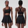 European and American Lace Sports Tennis Suit Set Women Wave Yoga Short Dress Beauty Back Shockproof Fitness Bra Fitness Suit Set
