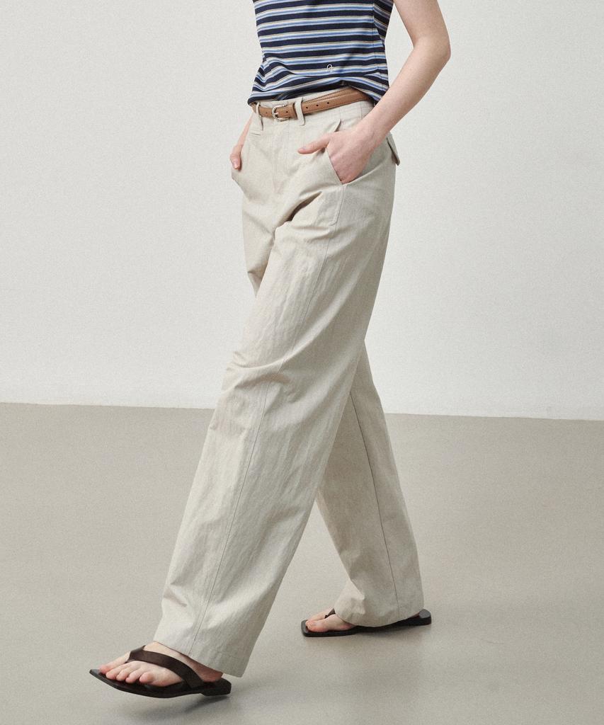 OSTKAKA Curved Cotton Pants Greige