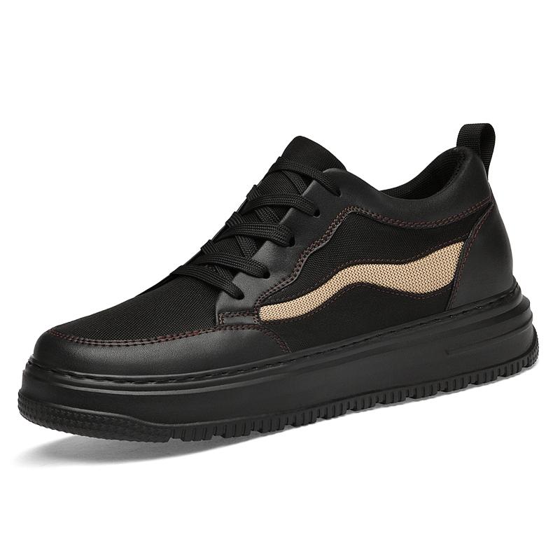 

Genuine Leather Mens Casual Shoes Non-slip Sports Shoes Comfort Sneakers High Quality Male Skateboard Footwear Trainers 46 чёрный