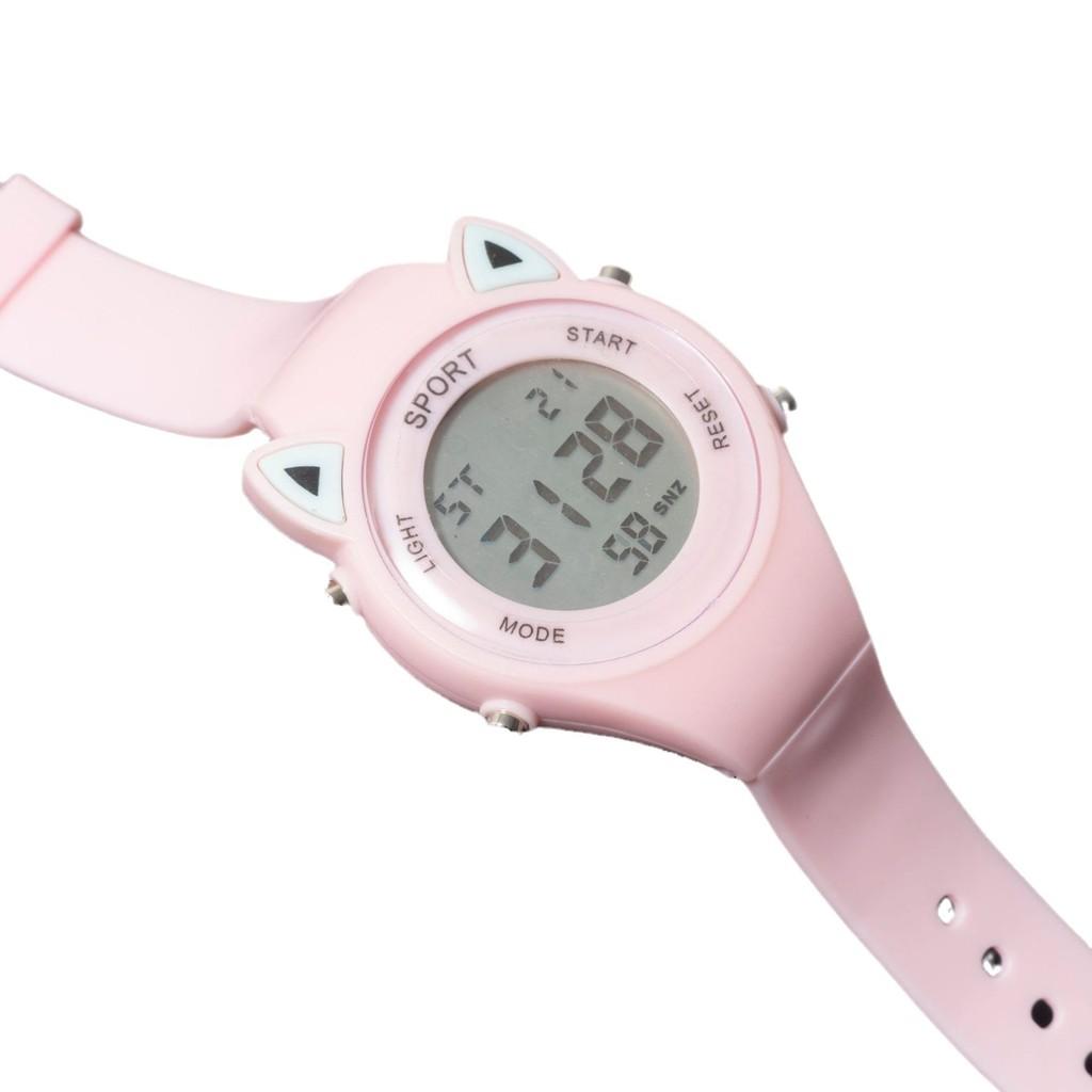 Montre Numérique Chat Oreilles Étudiant Avec Lumière Nocturne Étanche Pour Enfant Et Adolescent
