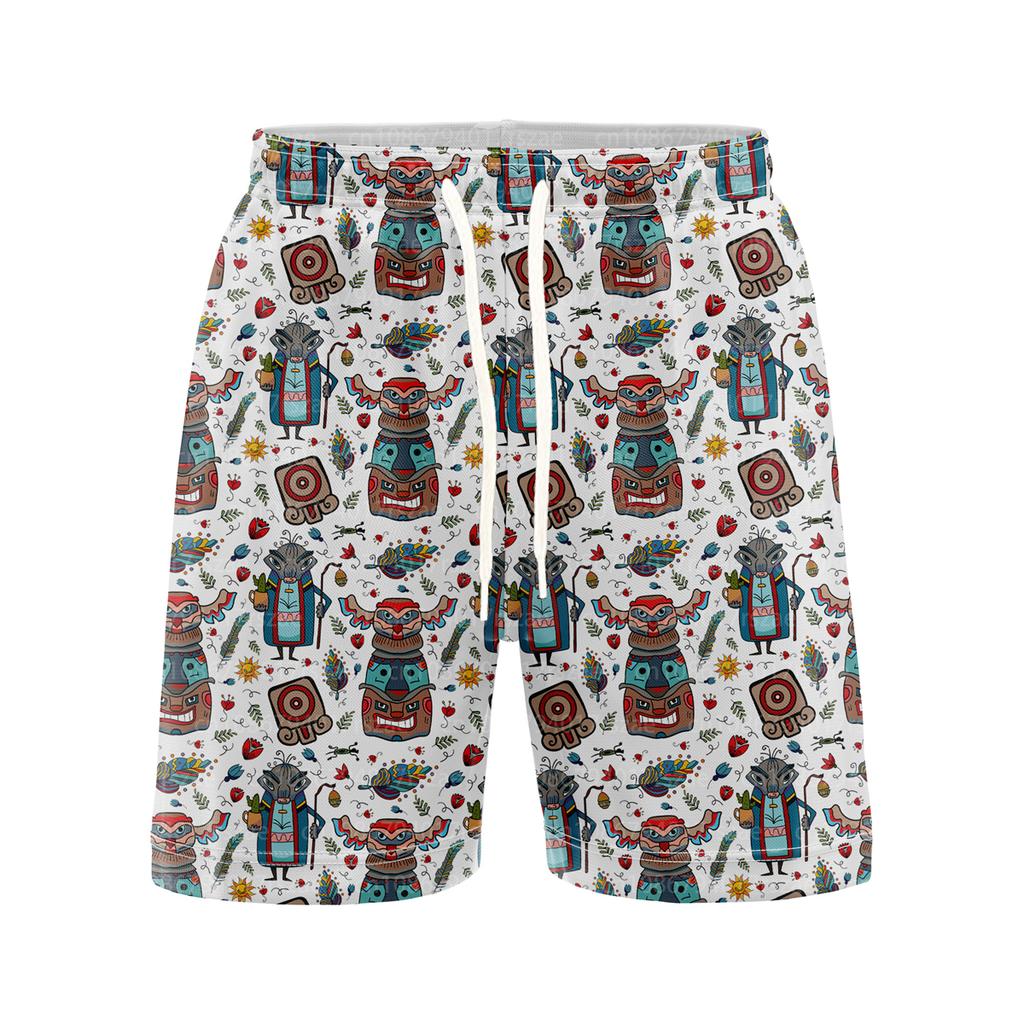 Hawaii Tiki Tribe 3D Printed Surfing Board Shorts Cool Summer Street Hip Hop Swim Trunks For Men Kids Vacation Beach Shorts
