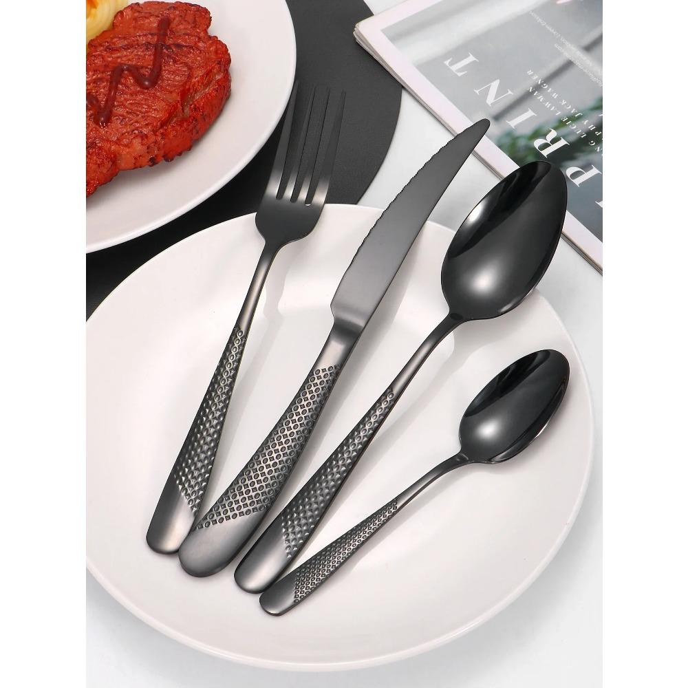 24pcs Stainless Steel Knife, Fork and Spoon Tableware Set, Home 6-person Dinner Tableware, Hotel and Restaurant Available