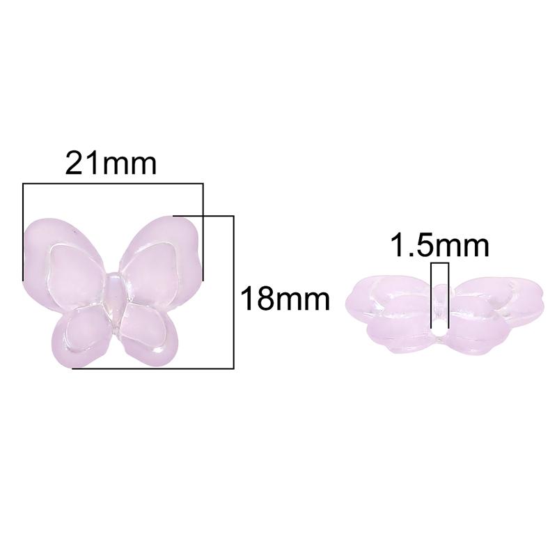 Silver Lined Frosted Butterfly Beads Acrylic Charms for DIY Jewelry Keychain 10 Pcs