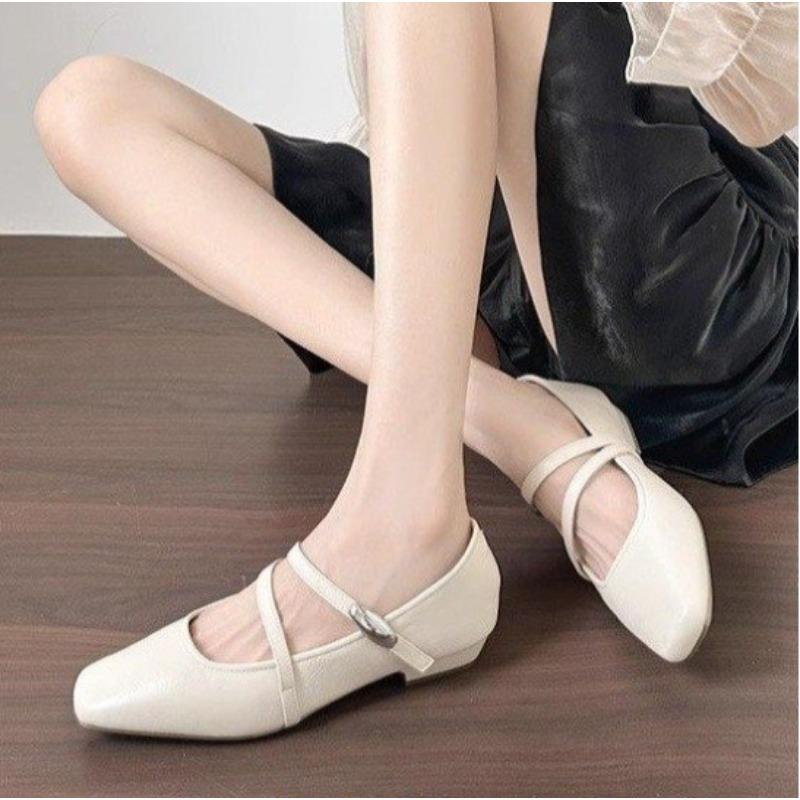 New Retro Style Thick Heels Women Mary Jane Shoes Shallow Pointed Toe Ladies Comfort Office Pumps Footwear Zapatos Mujer
