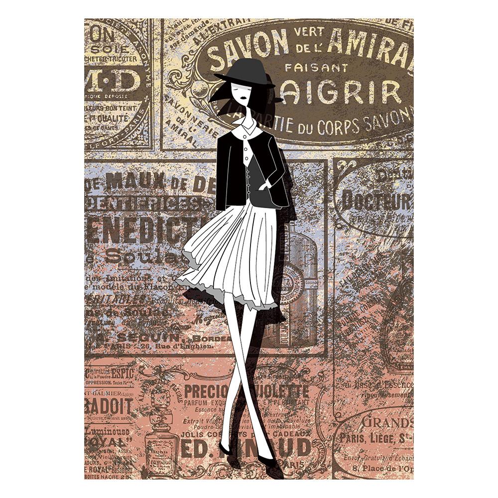 Abstract Fashion Girl In Newspaper Canvas Painting Vintage Poster and Prints Nordic Wall Art Picture for Living Room Home Decor
