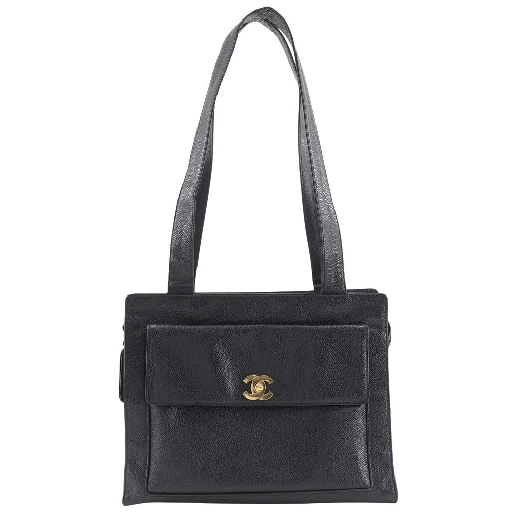 

CHANEL COCO Mark Tote Bag vintage black Caviar skin Women Used