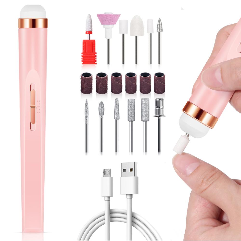 YIKOOLIN Electric Nail File Portable Nail Set with 4 Speeds Cuticle Trimmer Battery Operated Manicure and Pedicure Tools