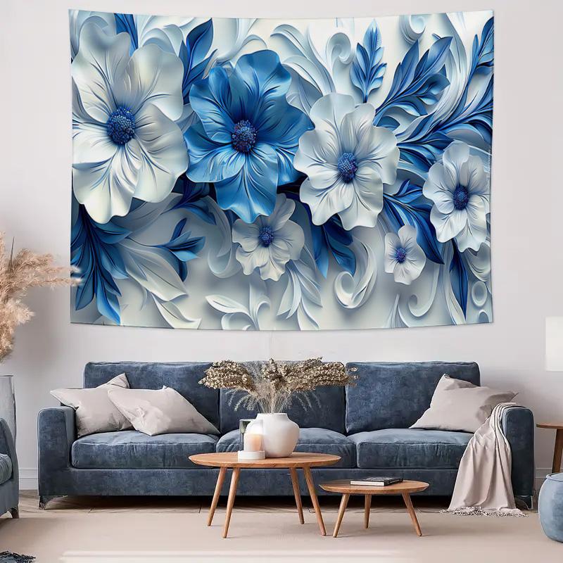Blue Dreamy Floral Tapestry  Bedroom Wall Decor Hanging