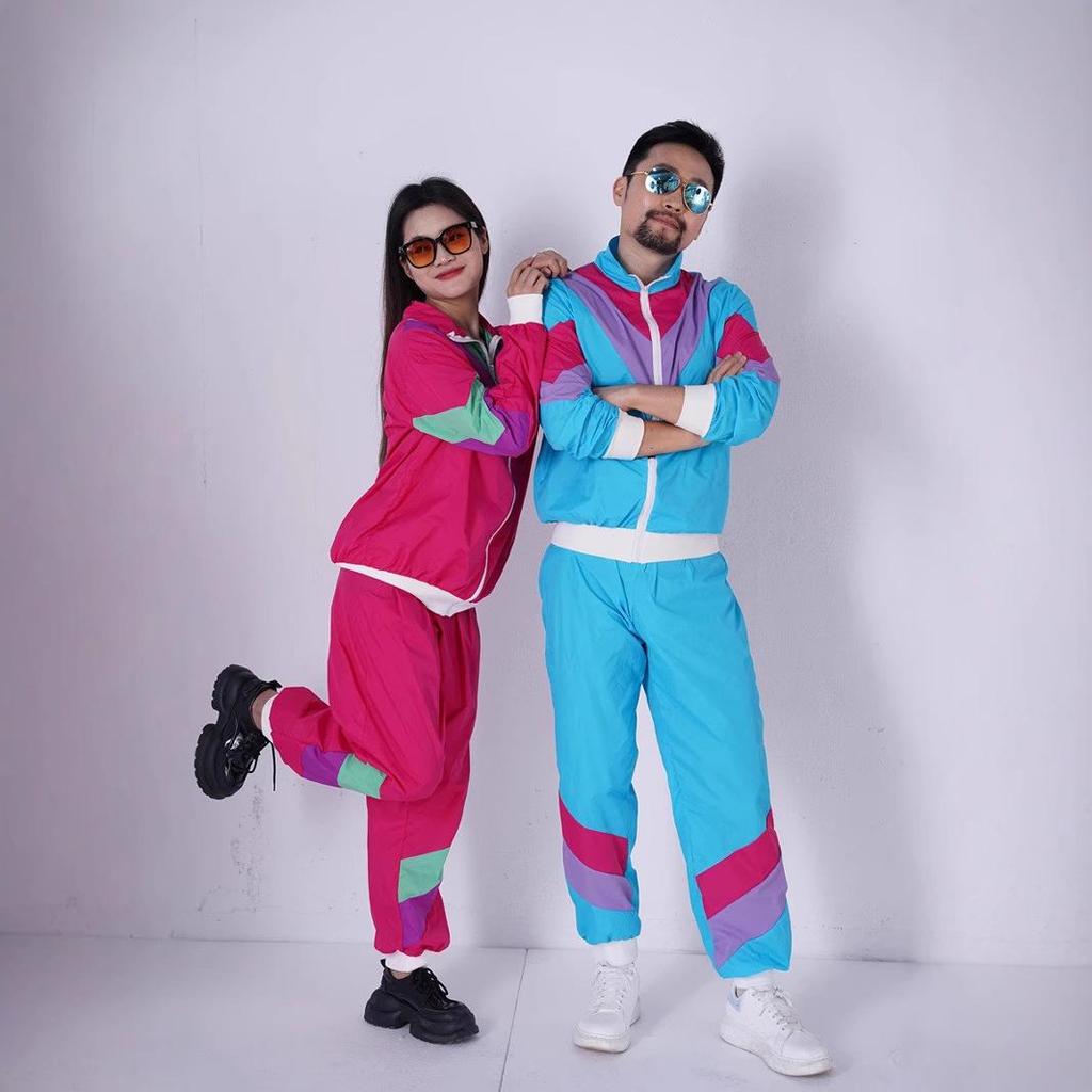 Europäisch-amerikanische Karnevalskostüme im Retro-Stil der 80er und 90er: Lebendige Sportbekleidung für Tanz, Aerobic und Skifahren