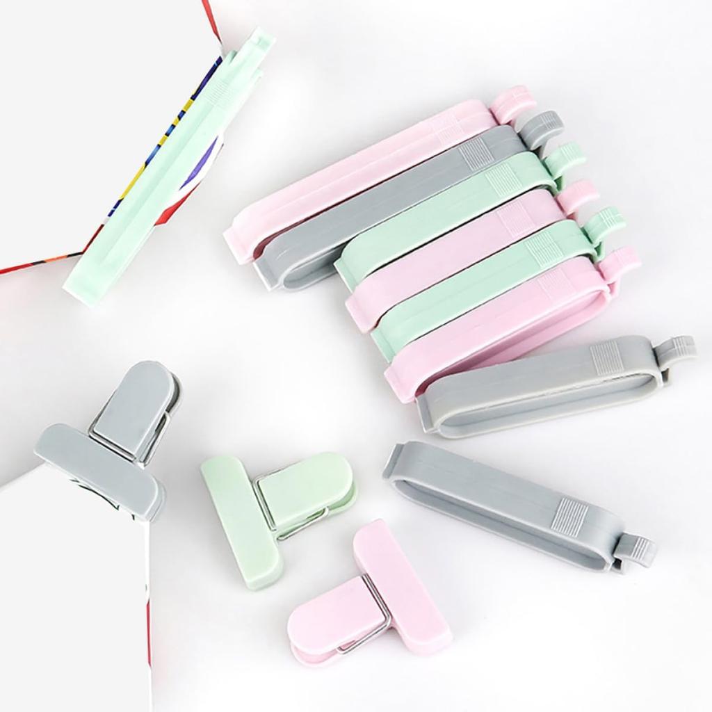 12pcs Mixed Color Plastic Sealing Clips Bag Clips for Food Storage Snack Chip Bag Sealer Moisture and Kitchen Sealing