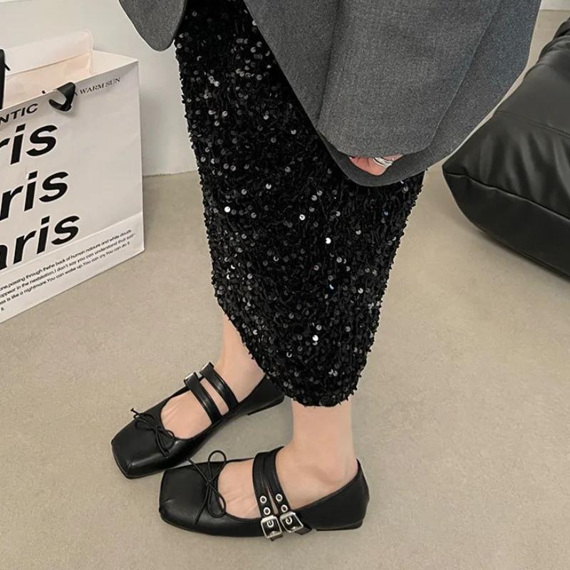 Fashion Spring Mary Jane Shoes Fashion Women's Comfortable Soft Bottom Square Head Flat Shoes Women's Comfortable Ballet Shoes