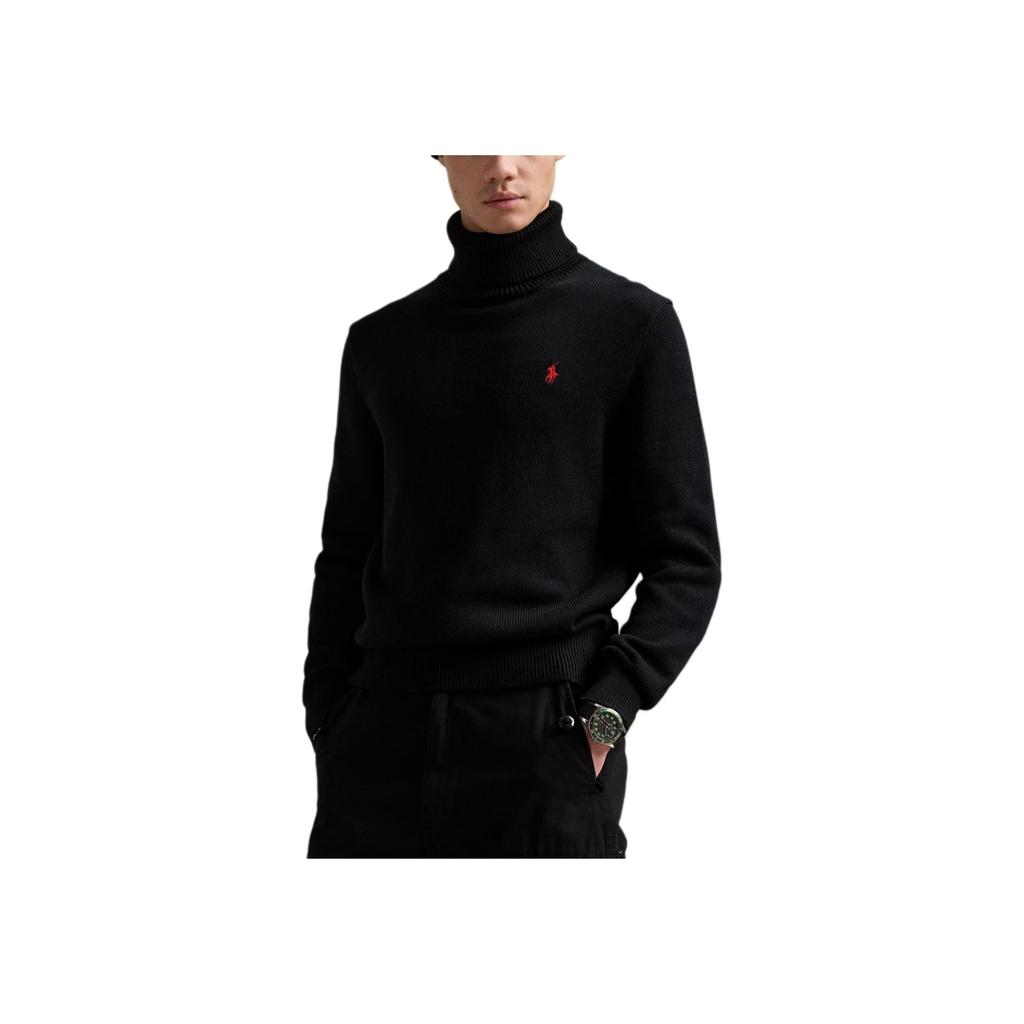 Polo Ralph Lauren Small Pony Logo Embroidered High Neck Knitted Wool Sweater Men Sweater Black 710777848-001