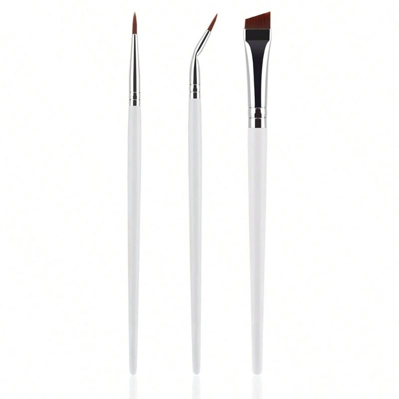 3pcs Fine Tip Angled Eyeliners Brushes With Wood Handle Makeup Brush For Detailed Looks Suitable For Various Occasion