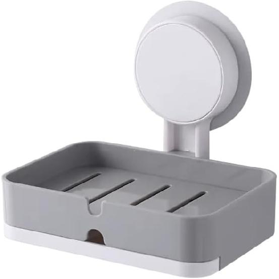 POTENTIA Adhesive Soap Holder Dish Container for Shower Wall Mounted NO-Drilling Self Draining Removable Tray Waterproof Bar Soap Sponge Holder for