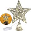 10 Inches   Christmas Tree Topper With 20 Led Lights, Gold Glittered Metal   Christmas Tree Decorations