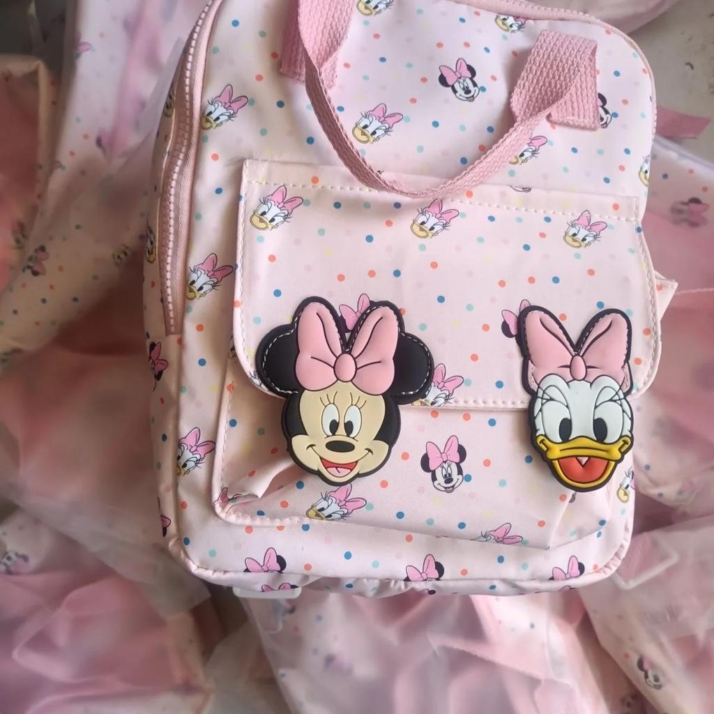 Disney Cartoon Minnie Kids Backpack Mini Plush Schoolbag Girls and Boys Cute Lady Shoulder Bag Gift