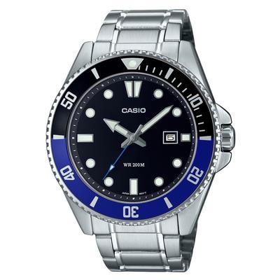 Orologio da uomo analogico standard in acciaio inossidabile quadrante nero al quarzo MDV-107D-1A2 200M