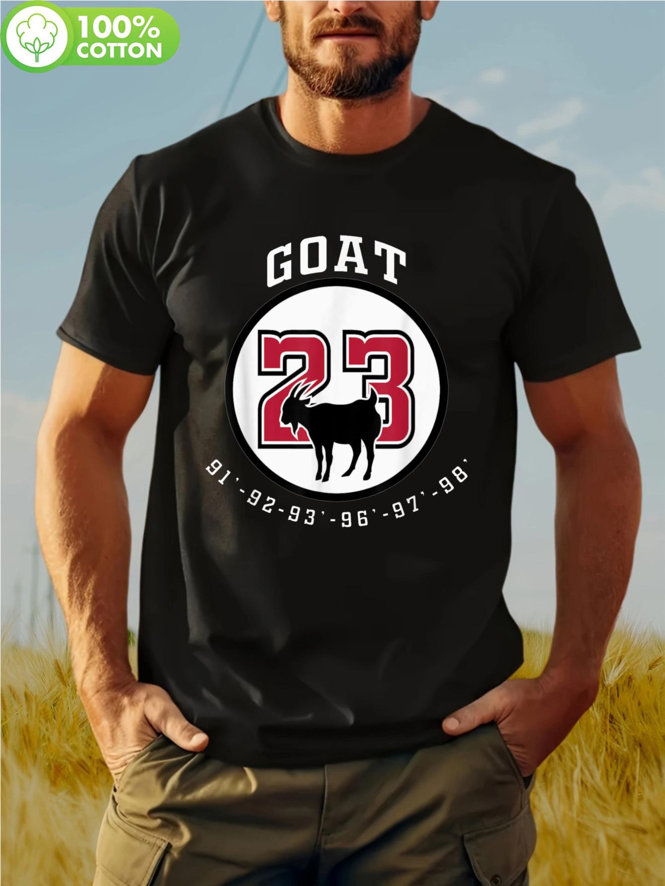 

PLUS SIZE GOAT 23 Retro Streetwear T-shirt - 100% Cotton Soft Breathable Loose Fit Tee with Elastic Crew Neck & Geometric Print XL