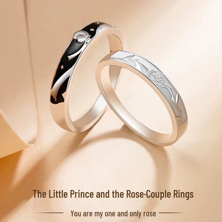 Der kleine Prinz & Rose Offene passende Ringe - Einfacher Mode-Stil für Paare