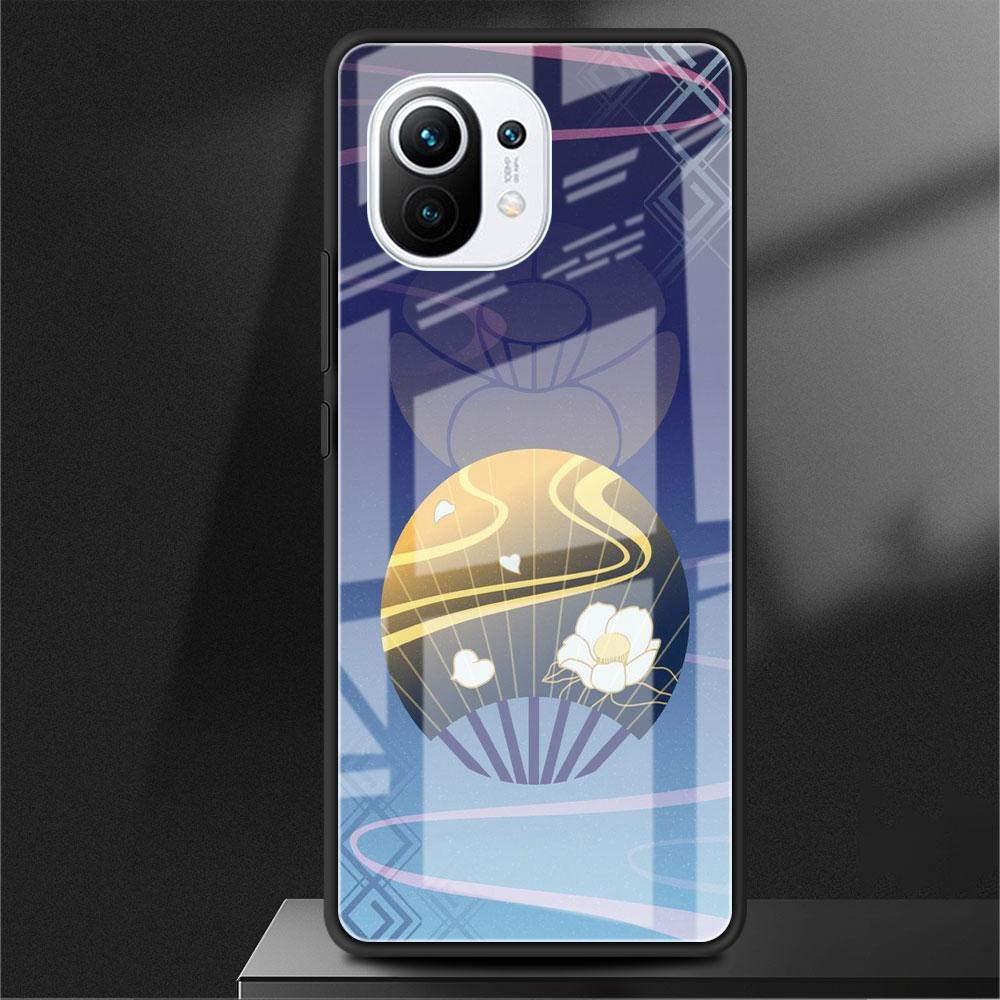 Genshin Impact Logo Glass Case For Xiaomi Poco X3 NFC 11 Lite 11T F3 M3 For Redmi Note 11 10 9 8 Pro 10S 9S 9A 9C Phone Cover