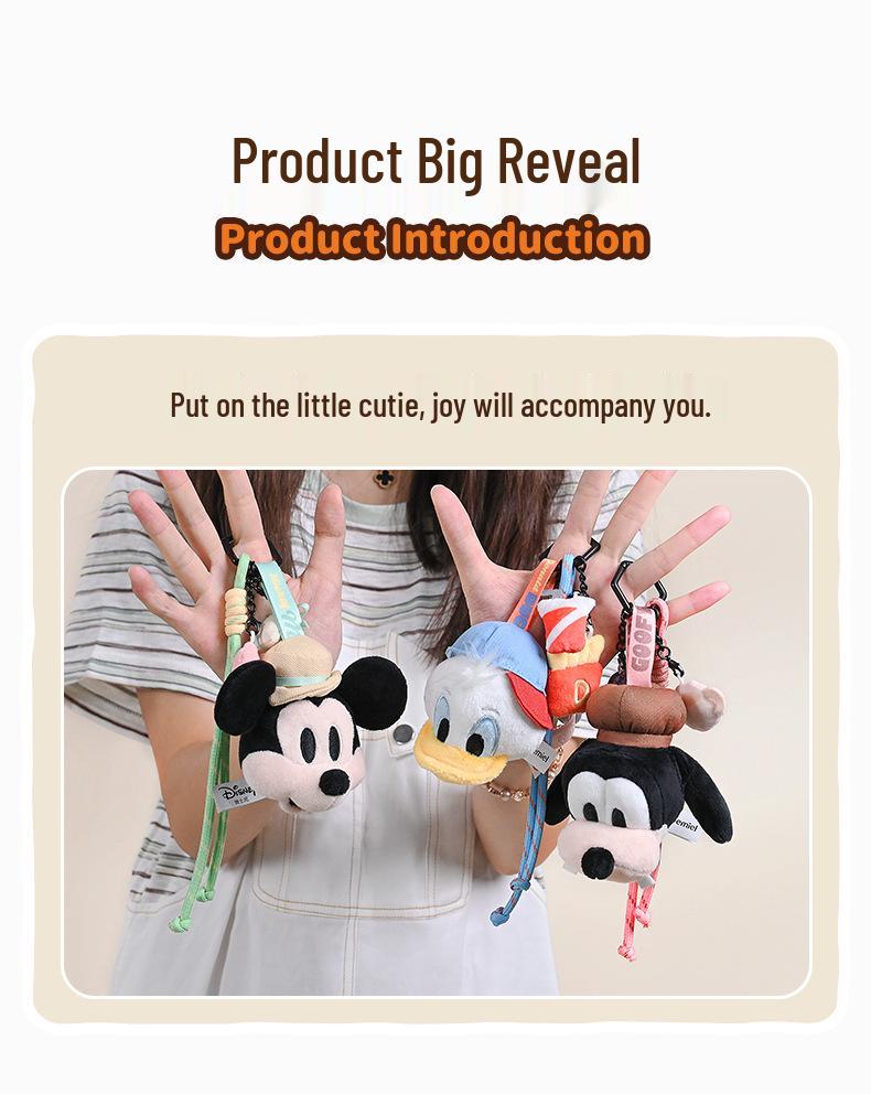 Disney Authorized Mickey, Minnie, Donald, and Goofy Plush Toy Keychain or Lanyard