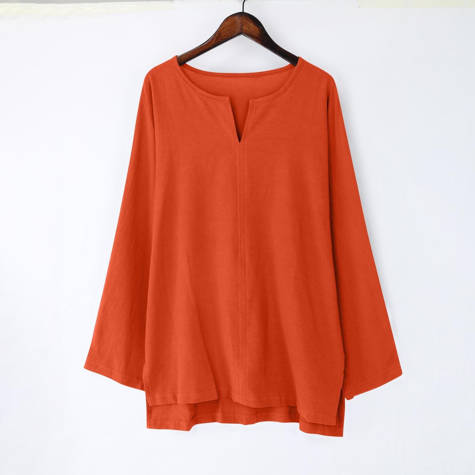 

Мужская короткая дышащая удобная однотонная свободная повседневная футболка с длинным рукавом XL оранжевый