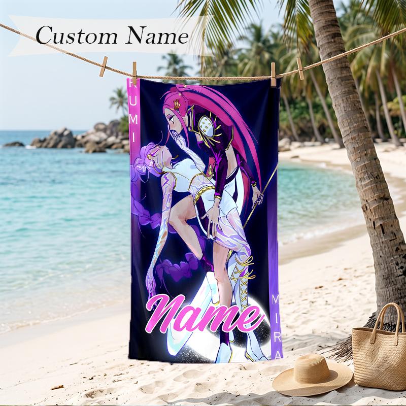 HUNTRIX Custom Name Printed Beach Towel Personalized Soft Towel For Swimming Beach Travel