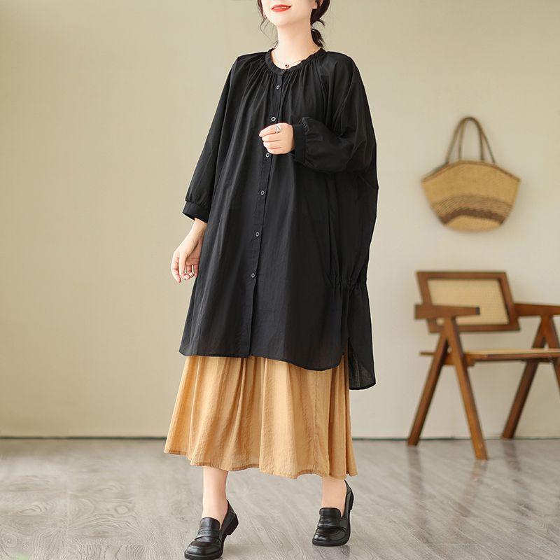 

Bust Size 170 Plus Size Women s Clothing 200.00kg Chubby Girl plus Size Shirt Loose Ninth Sleeve Tops Long Shirt Dress 150.00kg Black All yards