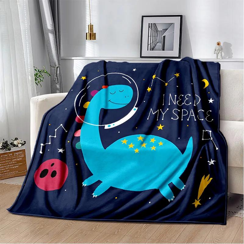 Desenho animado dinossauro espaço fofo dinossauro crianças cobertor de pelúcia macio, cobertor de flanela cobertor para sala de estar quarto cama sofá crianças